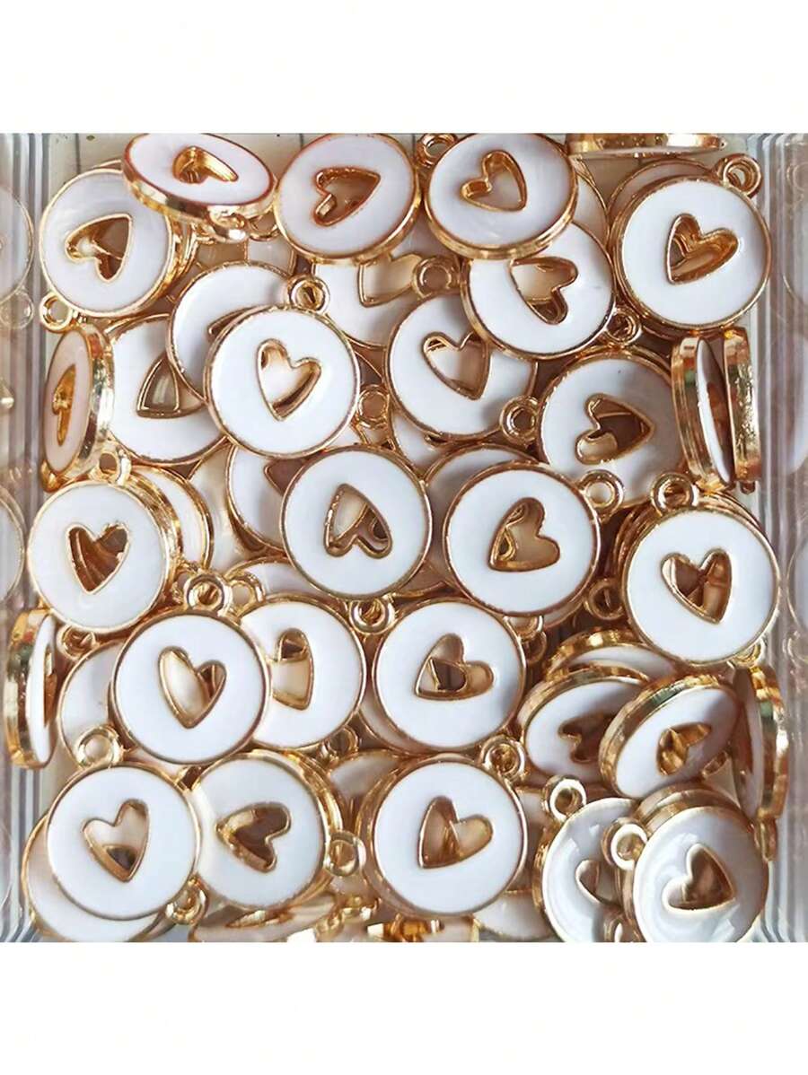 20pcs Fashionable Heart Shaped Drip Oil Zinc Alloy Pendants, Suitable For DIY Earrings, Necklaces, Bracelets Making