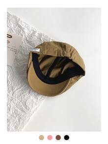 1 件装轻质透气复古快干贝雷帽，适合春夏街头穿着，适合小脸，带檐艺术家画家帽，大头尺寸，防晒，报童帽