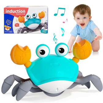 ODAPTO Kruipende krab baby speelgoed Fantastische wezens speelgoed Baby sensorisch buiktijd speelgoed 3 4 5 6 7 8 9 10 11 12 Baby's jongen meisje leren kruipen 3-6 6-12 Lopen peuter cadeaus voor 36 maanden oud