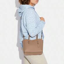 Coach Mollie Tote Bag 25 In Signature Canvas - Taupe Oxblood - View 6