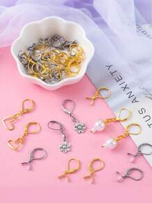 10pcs Hook With Melon Seed Clasp Stainless Steel French Ear Hooks Pendant Clips Handmade DIY Earring Making Accessories
