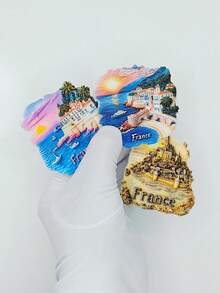 1 件法国尼斯海岸、诺曼底圣米歇尔山冰箱贴，创意可爱家居装饰冰箱贴，厨房、房间装饰 - 彩色 - 查看 2