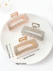 1 Stück Haarklammer aus Metall mit Strass-Quadrat-Ausschnitt, Strass-Haarklammer, elegante und stilvolle tägliche Haarzubehör für Frauen, Modehaarclips für Herbst/Winter, für Urlaubsoutfits Frau