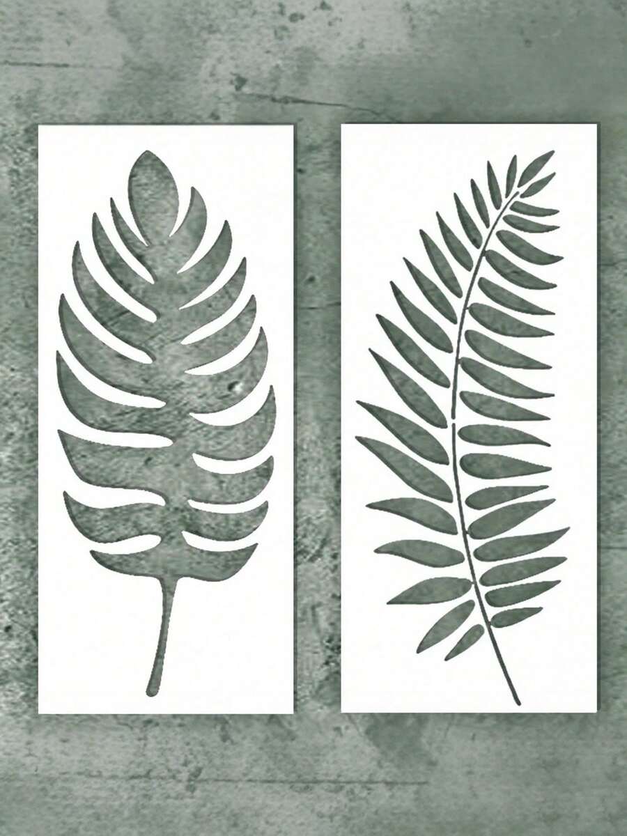 Khuôn vẽ lá lớn (12x16 inch) - Khuôn vẽ tường để vẽ hoa văn lớn – Khuôn vẽ tường, đồ nội thất & nghệ thuật – Khuôn vẽ lá cọ, đồ dùng học tập, trở lại trường - trắng - Xem 1
