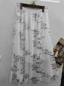 Saia novo elegante de festa tule com brilhantes - Branco - Visão 2