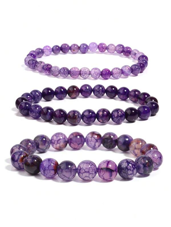 1pc Purple Dragon Agate Beaded Bracelet For Women Men, Healing Yoga Meditation Jewelry Unisex Gifts For Him/Her, Vision, Confidence