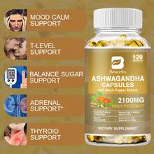 B BEWORTHS Ashwagandha Capsules (120pcs) | Ashwagandha Root Powder + Black Pepper Extract | Stress Relief, Mood Support, Immune Health, Male Wellness, Lipid & Blood Sugar Balance, Weight Balance | For Men & Women - 1 lọ (120 viên nang) - Xem 5