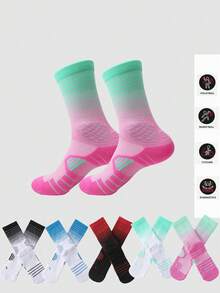 1 Pair Outdoor Sports & Running Basketball Socks, Fall - Multicolor - View 1