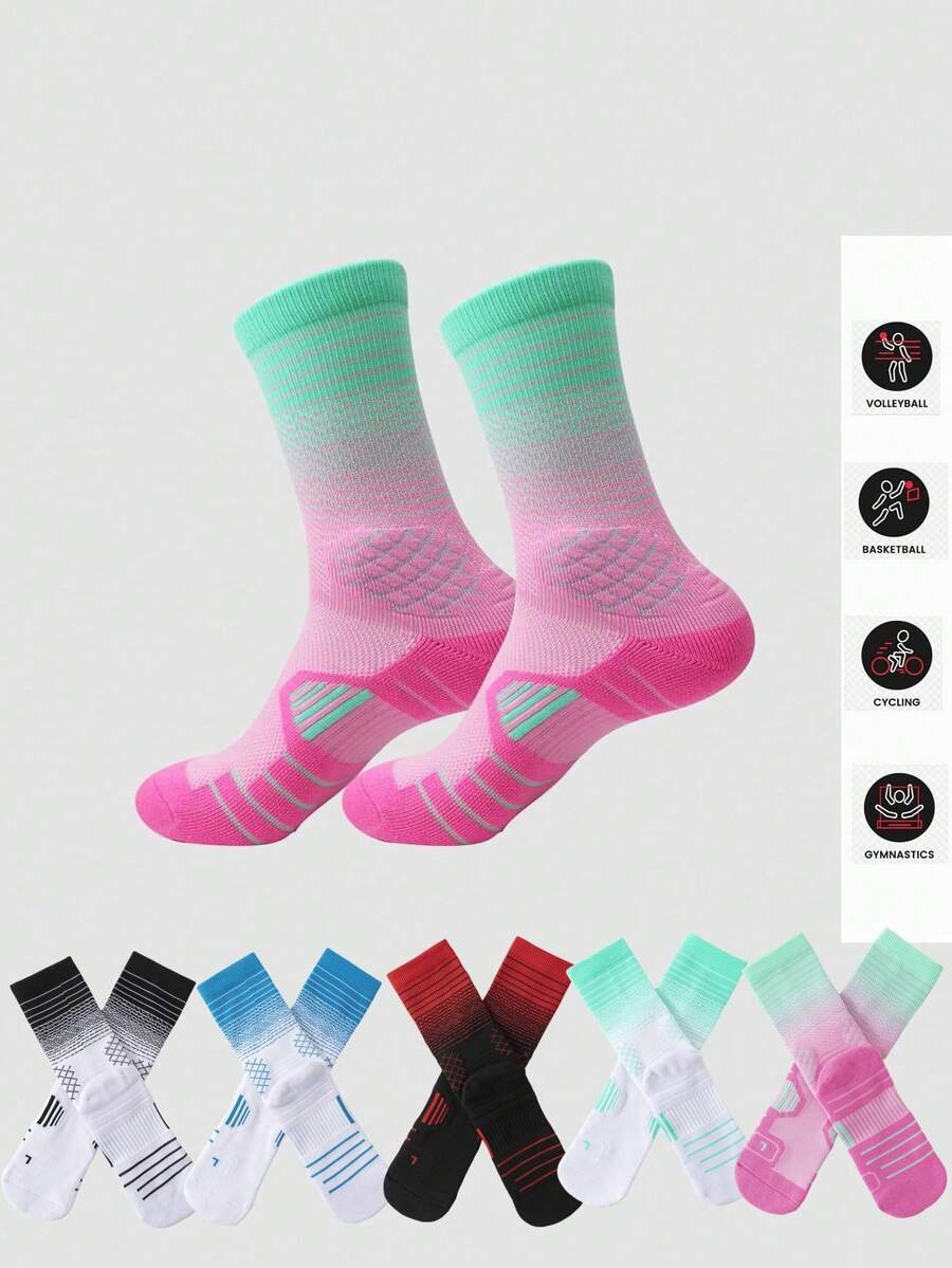 1 Pair Outdoor Sports & Running Basketball Socks, Fall - Multicolor - View 1