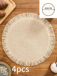 1/4/6/12pcs Bohemian Style Round Paper Placemats, Non-Slip Table Mats For Home Kitchen Dining, Suitable For Holiday Gatherings, Birthdays, Weddings, Parties, Coffee Tables (Note: The Mats Are Paper And Cannot Be Washed),Fall Decor,Autumn Decor,Room Decor - Beige - View 12