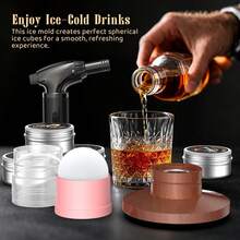 Kit de ahumador de whisky de lujo con soplete - Incluye 6 sabores de astillas de madera natural, 2 vasos premium y 2 moldes de hielo - Infusor de cócteles para Old Fashioned y Bourbon para hombres y padres - Multicolor - Ver 5