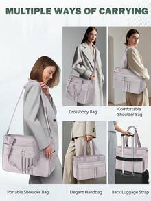 NUBILY Teacher Tote Bag For Women 15.6 Inch Laptop Briefcase With Clutch Bag, Nurse Bags Professional Work Handbag For Office College Nursing, Large Utility Tote Messenger Shoulder Bag - Bột tro - Xem 8