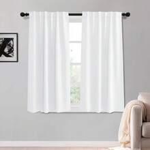 Local Delivery Black Blackout Curtains 63 Inch Length, Room Darkening Thermal Insulated Noise-Reducing Black Out Curtains For Bedroom Living Room Windows, Back Tab Rod Pocket, W52 X L63 Inches, 2 Panels - 白色 - 查看 10