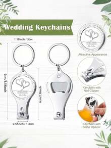 60Pcs/20sets Nail Clipper Keychain  With Tag Cards White Drawstring  Organza Bags Nail Bottle  Opener Keychain For Party Wedding  Favor Gift Decorations Souvenirs Guest - Nhiều màu - Xem 4