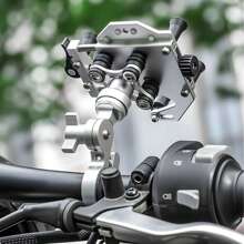 1pc Outdoor Riding Navigation Bracket, Aluminum Alloy Motorcycle/Bike/Scooter Phone Holder, Silicone Shock Absorber Anti-Shake, Food Delivery E-Bike Bracket, Vehicle Delivery Rider Dedicated Mounting Holder, Multi-Functional Universal Phone Stand