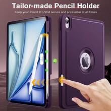 MoKo Case For IPad Air 11 M3 2025 M2 2024 IPad Air 4 And 5 10.9 Inch (2020 2022) With Pencil Holder Smart Trifold Protective Case Slim Light Back Cover Hollow Logo Auto Wake Sleep Dark Purple Give Her A Gift - 深紫色 - 查看 5