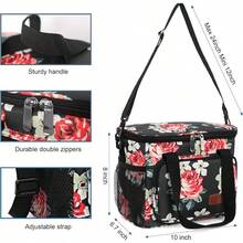 Local Shipping-Femuar Reusable Lunch Box For Men/Women - Insulated Lunch Bag Leakproof Lunchbox For Work Office Picnic Beach - Freezable Lunch Cooler Bag With Adjustable Shoulder Strap - Black - Black Foral - View 3