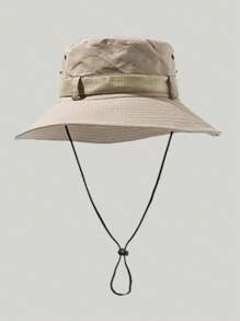 1pc Men/Women Quick Drying Solid Color Fishing Hat, Wide Brim Casual Outdoor Sun Hat, Polyester Material