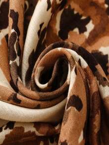 1 件印花围巾新款女士真丝围巾保暖披肩春夏防晒沙滩披肩情侣礼物时尚头巾，百搭长围巾 - 棕色 - 查看 5