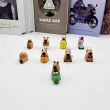 1pc/9pcs Handmade Capybara Decoration, Versatile Mini Landscape Doll, Q-Version Figurine, Desktop Ornament, Car Decor, Party Favor, Birthday Gift, Holiday Present, Suitable As Small Gift Doll