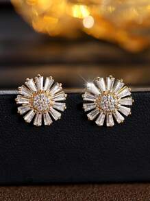 2 Stücke/Set exquisites Ohrringe/Halskette Schmuckset mit Sonnenblumen Design, elegantes Geschenk für Feiertage
