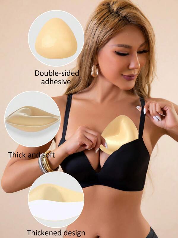 Double-Sided Adhesive 3cm Thick Lift & Enhance Sticky Bra Pads, Applicable To Bras & Swimwear