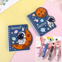 4 piezas de Cuaderno espiral mini con tema de astronauta/espacio, color aleatorio