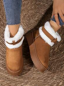 Nuevas botas de nieve con suela engrosada, cierre con hebilla y calientitas para el invierno, tallas 36-42