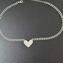 1 pieza Collar con cadena gruesa de moda con corazón de diamante