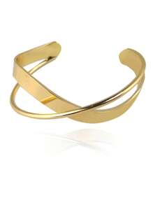 1 Stück offenes asymmetrisches geometrisches Metallarmband für Frauen, gekreuzter Armreif