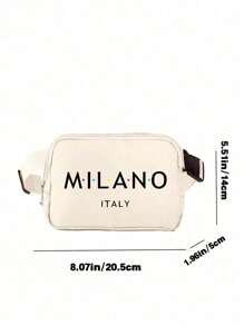 1 peça Mini bolsa transversal com estampa italiana Milano, alça ajustável, pochete com estampa italiana, pochete pequena de nylon, bolsa de armazenamento à prova d'água para esportes e fitness, bolsa transversal multifuncional, bolsa de cintura pequena, bolsa de cintura pequena com alça de ombro ajustável, adequada para compras, viagens, esportes, a melhor escolha para presente (4 cores para escolher)