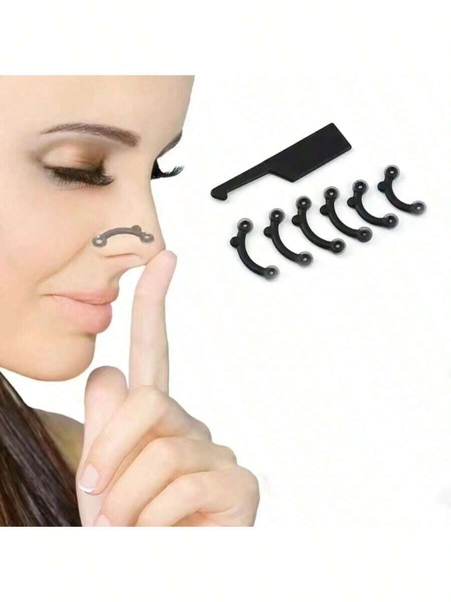 3 Pairs Nose Lifting Tool, Nose Shaper Clip Invisible Nose Clip Rhinoplasty Beauty Tool - Black - View 1