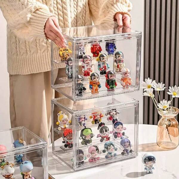 1pc Action Figure Storage Box, Blind Box, Doll Organizer Box, Doll Acrylic Display Box, Transparent Storage Box, Assembled Toy Storage Display Box, Christmas Valentine's Day New Year Decoration