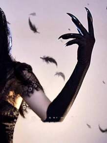 1双万圣节黑色长钉鬼手手套，角色扮演道具配件爪手手套，适合女巫表演