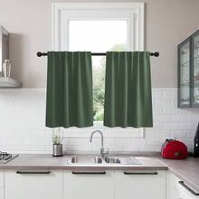 Local Delivery Black Blackout Curtains 63 Inch Length, Room Darkening Thermal Insulated Noise-Reducing Black Out Curtains For Bedroom Living Room Windows, Back Tab Rod Pocket, W52 X L63 Inches, 2 Panels - 墨綠色 - 查看 1