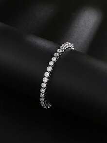 1 件优雅时尚圆形锆石手链，百搭珠宝配饰，适合女性日常佩戴或参加派对