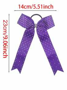 2 pièces Nœud de cheerleader plein de strass violet de 14 cm, accessoires de cheveux élastiques brillants et lumineux, cadeau pour la fête des mères, convient aux cheerleaders féminines, soirées, bal, meilleur choix de cadeau, bandeaux de queue de cheval, élastiques à cheveux, élastiques à cheveux