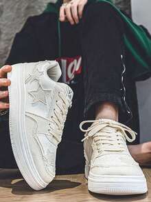 New Casual Thick Sole Breathable Canvas Shoes Retro Low-Top Shoes Star Skateboard Shoes Versatile Men Outdoor Sneakers