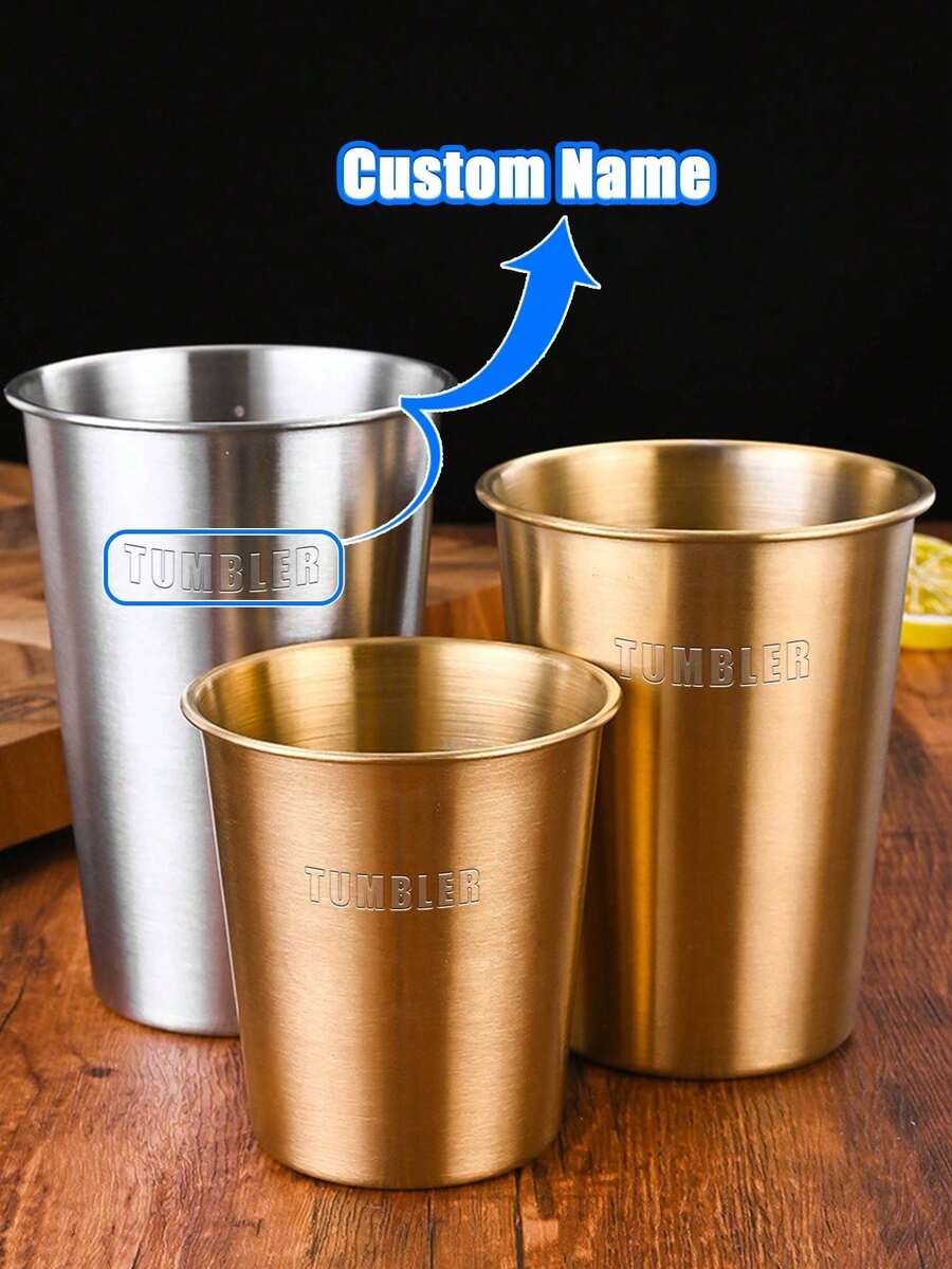 [定制] 4 件个性化瘦身杯，定制咖啡杯，咖啡杯，伴娘杯，单身派对，婚礼派对水杯礼物，定制新娘杯，不锈钢咖啡杯，礼物，水杯 - 4個金色 - 查看 1