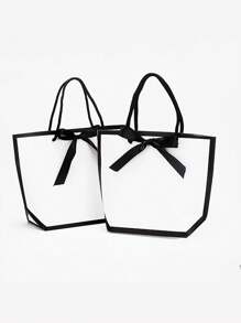 1/5/10 elegante und einfache schwarz-weiße Geschenktüten mit goldfarbener Kante, horizontale Handtaschen, schwarz-weiße Papiertüten mit goldfarbener Kante, hochwertige und einfache Geschenktüten, geeignet für Hochzeiten, Geburtstage, tägliche Ausflüge, Einkaufen, Halloween-Partys, Weihnachtspartys, Sommerhochzeiten, Familien-Geschenke, Paar-Geschenke