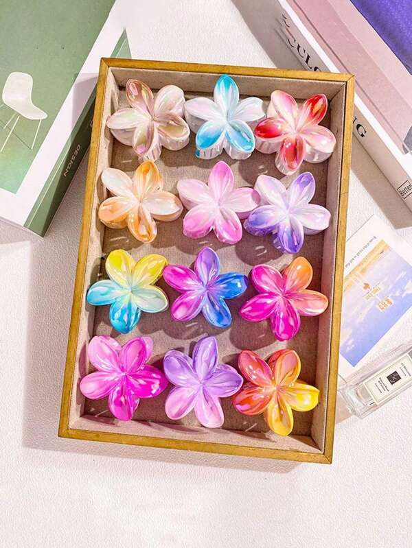 1pc/6pcs/12pcs Colorful Daisy Flower Clips, Ombre Hair Claw, Suitable For Women's Daily Life, Casual, Party, Commuting, Vacation - Hair Accessories, Best Gift For Girlfriend, Mom For Celebration, Birthday, Anniversary Or Graduation(There Are Small Scratches And Friction On The Bright Surface, Which Is Normal And Not A Quality Issue.)