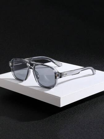 1 Stück Vintage minimalistisch Quadratisch Doppelsteg Modebrillen, unisex Pilotenrahmen, geeignet für täglichen Gebrauch und Streetwear