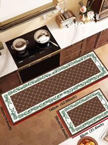 1 pezzo Tappetino da cucina in diatomite, con motivo a rombi verdi e marroni, design a grano, stile minimalista di lusso, che allevia la fatica in cucina, impermeabile e resistente allo sporco, spessore 3mm, personalizzabile, tappetino in silicone morbido e confortevole, con strato superiore in tessuto, strato intermedio in spugna e strato inferiore in gomma, adatto per cucina, bagno, ingresso, lavanderia