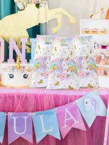 10/25/50个装彩虹独角兽主题婴儿派对礼品袋，彩虹独角兽图案性别揭晓派对礼物袋，一周岁生日派对糖果袋，新生男/女婴儿派对礼品袋，婴儿派对糖果袋，性别揭晓派对装饰，婴儿派对装饰 - 彩虹獨角獸 - 查看 9