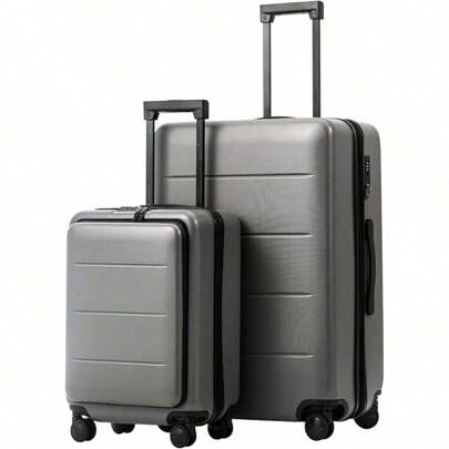Luggage Suitcase Piece Set Carry On ABS+PC Spinner Trolley With Pocket Compartment Weekend Bag (White, 2-Piece Set)