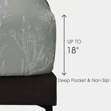 Black Sheets, Deep Pocket, 1800 Thread Count, Soft Breathable, Cute Printed Boho Farmhouse Bed Sheets, Up To 18 Inch - Light Grey - View 2