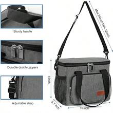 Local Shipping-Femuar Reusable Lunch Box For Men/Women - Insulated Lunch Bag Leakproof Lunchbox For Work Office Picnic Beach - Freezable Lunch Cooler Bag With Adjustable Shoulder Strap - Black - 1-灰色 - 查看 4