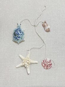 1pc Handmade Natural Seashell & Starfish Wall Hanging Decor – Coastal Summer Home Decor With Pearls & Glitter, Boho Beach Theme Wall Art For Living Room, Bedroom, Nursery Decor Seashell Wall Decor With Pearls – Coastal Summer Home Hanging Art For Beach Theme Rooms, Pink Girls Bedroom Decor