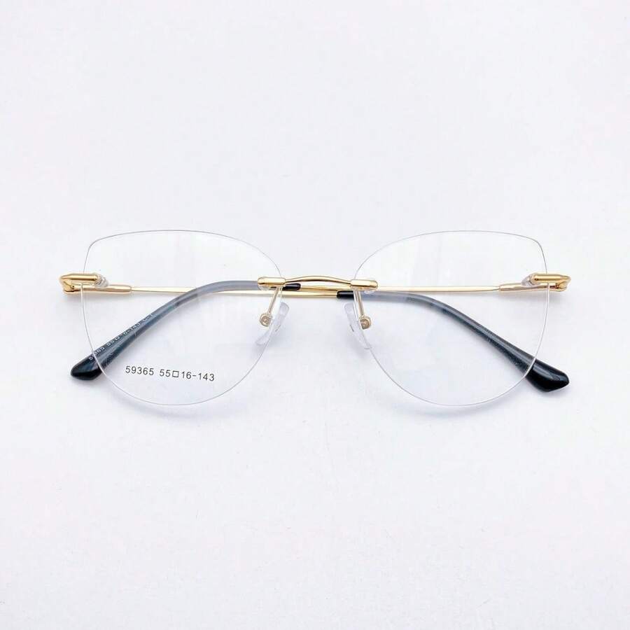 Armação De TITANIO FLEXIVEL Óculos Gato unissex Balgriff - PRETO DOURADO - Visão 1