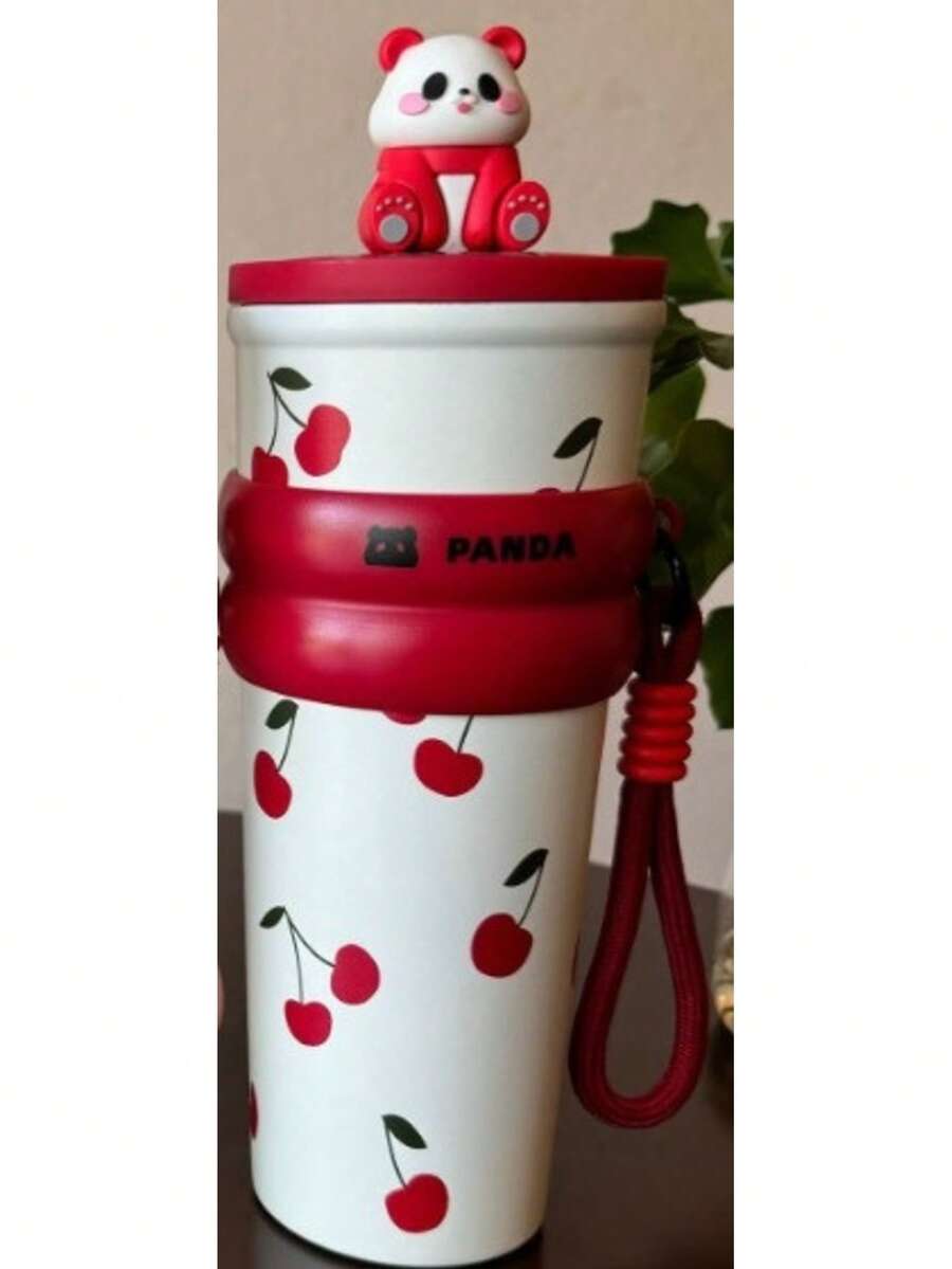 Panda Thermal Cup 700ml With Retractable Straw And Safety Handle – Ideal For Everyday Use! ‍♀️ - Đỏ - Xem 1